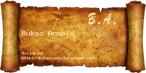 Buksz Arnold névjegykártya